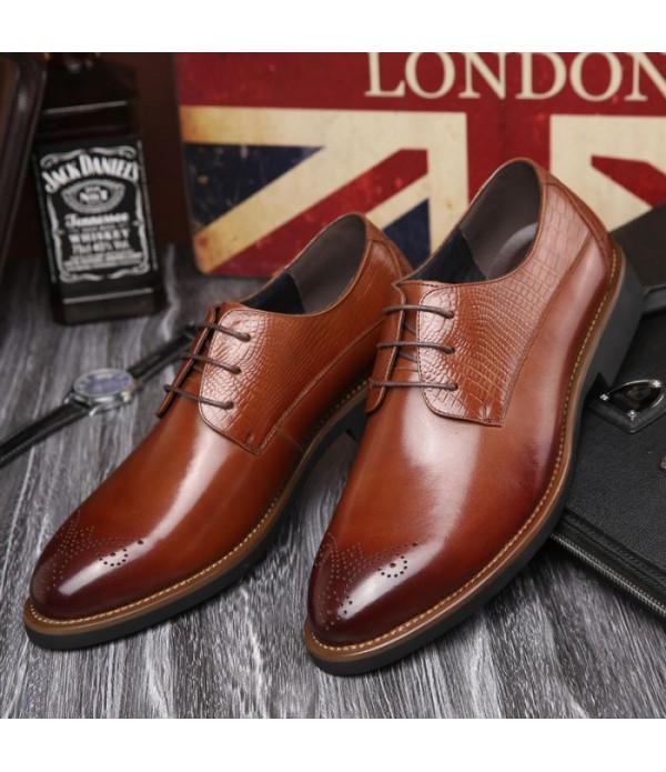 Men Leather Shoes Brogue Business Casual Shoes