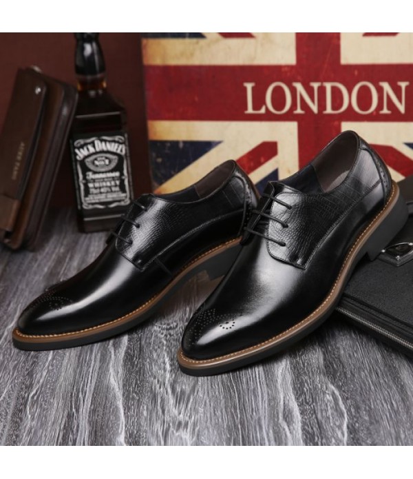 Men Leather Shoes Brogue Business Casual Shoes