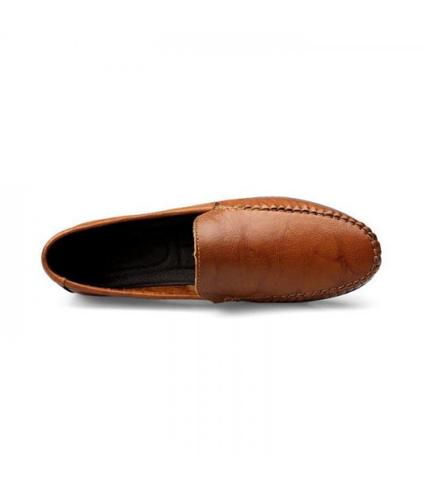 Men Loafers Casual Moc Toe Genuine Leather Shoes