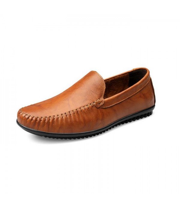 Men Loafers Casual Moc Toe Genuine Leather Shoes