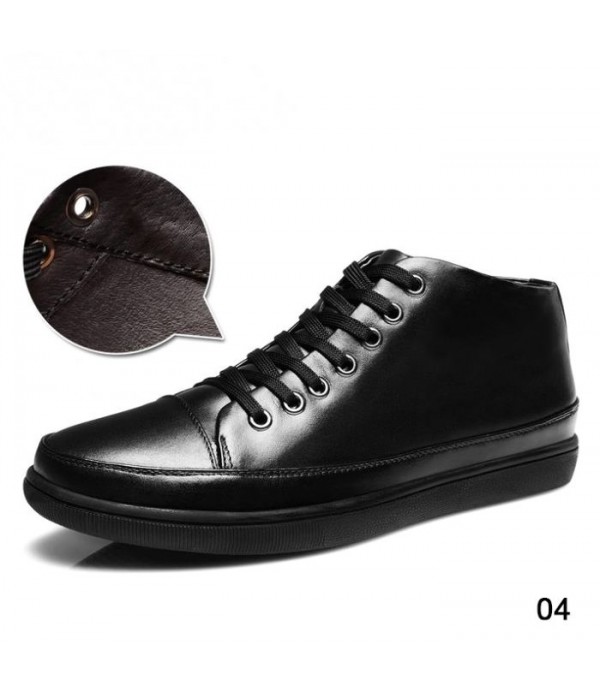 Men Comfort Shoes Mid Top Genuine Leather Casual Sneakers