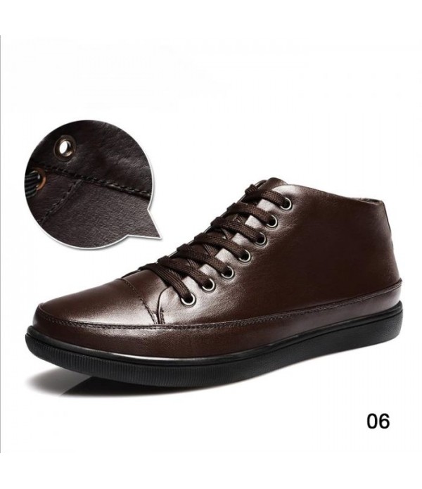 Men Comfort Shoes Mid Top Genuine Leather Casual Sneakers