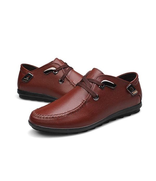 Men Comfort Shoes Genuine Leather Moc Toe Driving Shoes