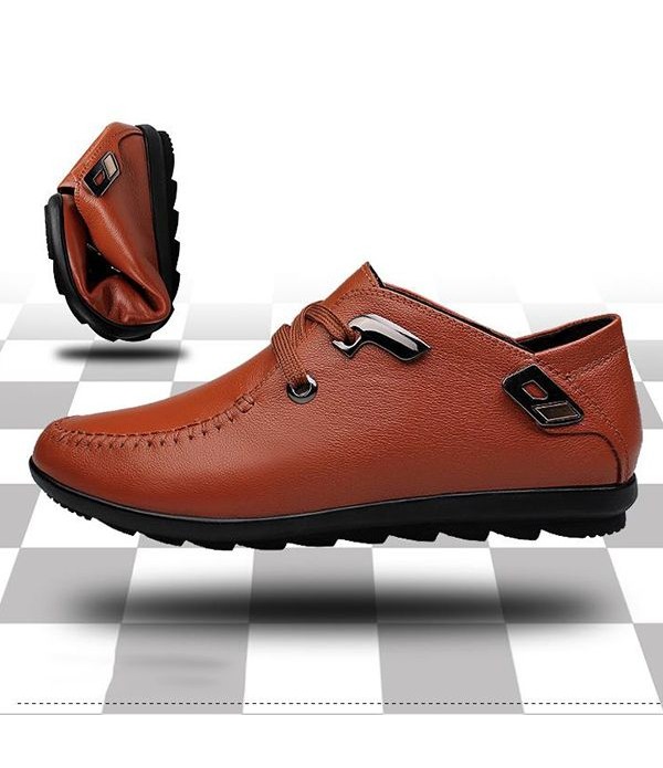 Men Comfort Shoes Genuine Leather Moc Toe Driving Shoes