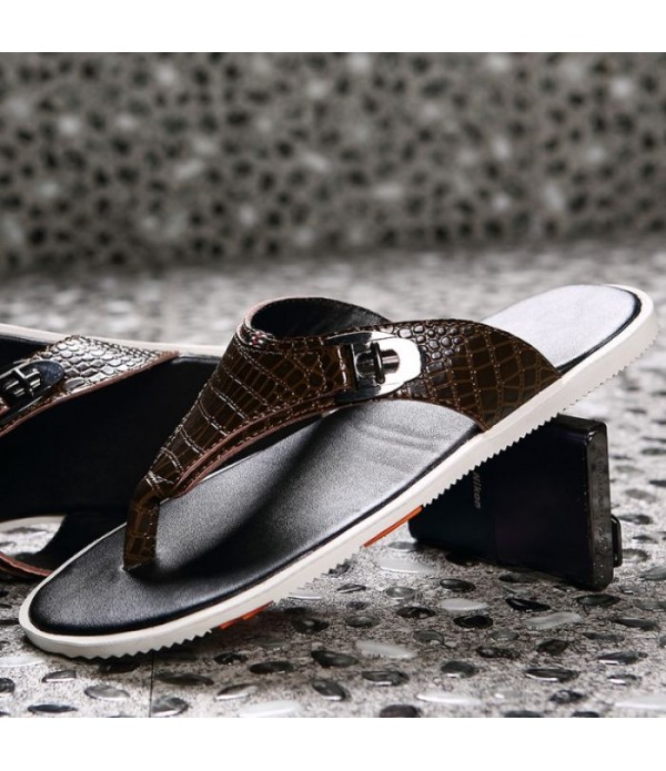 Men's Flip-Flops Comfortable Leather Beach Sandals