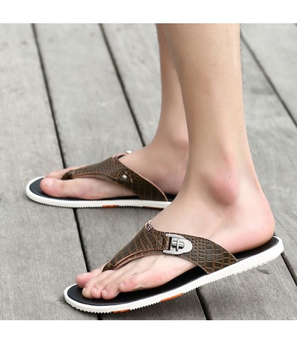 Men's Flip-Flops Comfortable Leather Beach Sandals