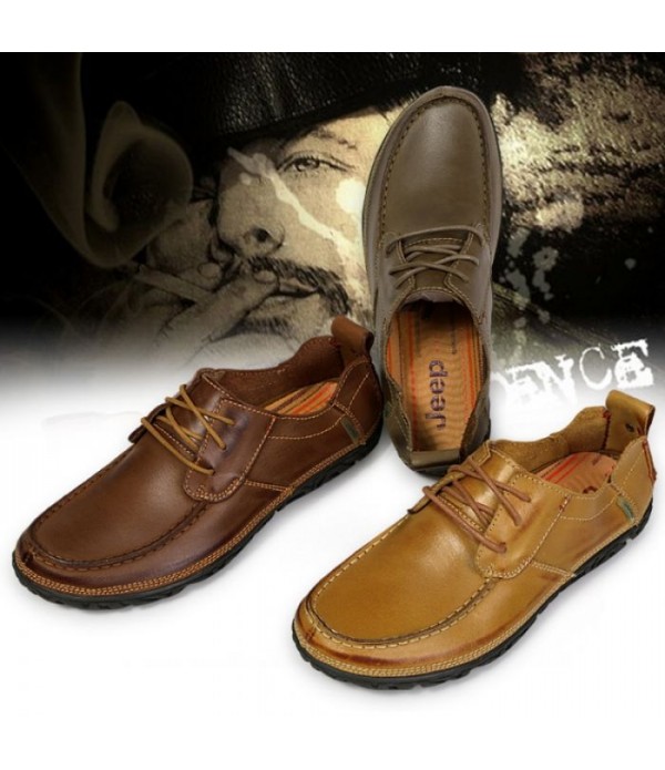 Men's Round Toe Handmade Genuine Leather Casual Shoes