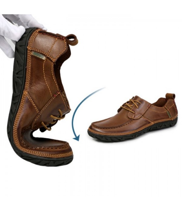 Men's Round Toe Handmade Genuine Leather Casual Shoes