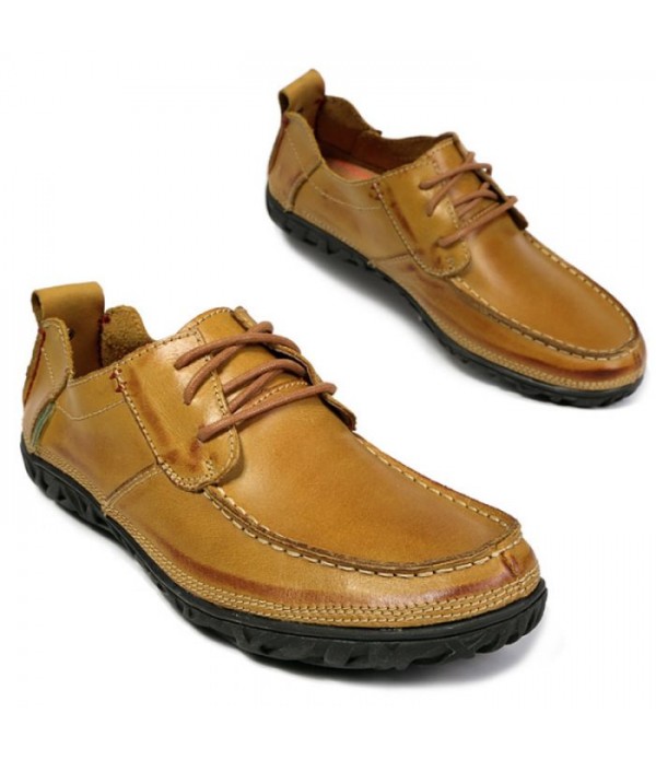 Men's Round Toe Handmade Genuine Leather Casual Shoes