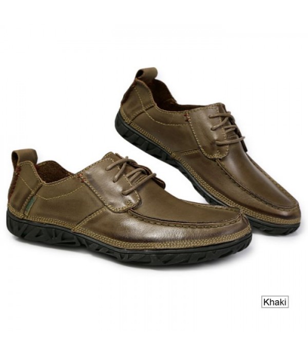 Men's Round Toe Handmade Genuine Leather Casual Shoes