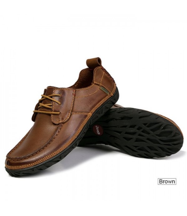 Men's Round Toe Handmade Genuine Leather Casual Shoes