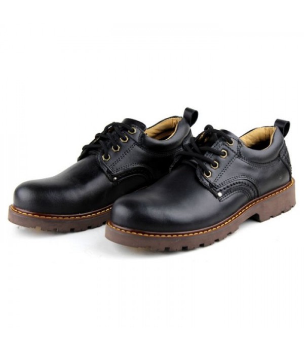 Men's Plush Lined Lace Up Genuine Leather Work Sho...