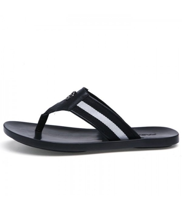 Men's Comfortable Leather Flip Flops Beach Sandals