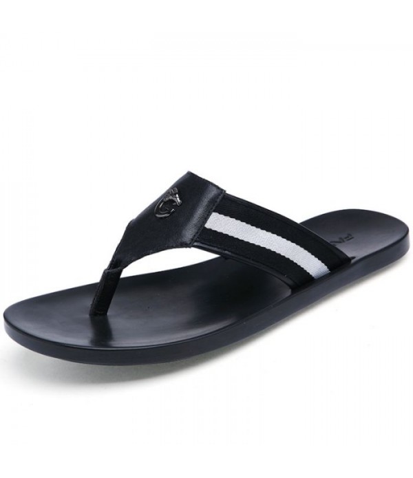 Men's Comfortable Leather Flip Flops Beach Sandals