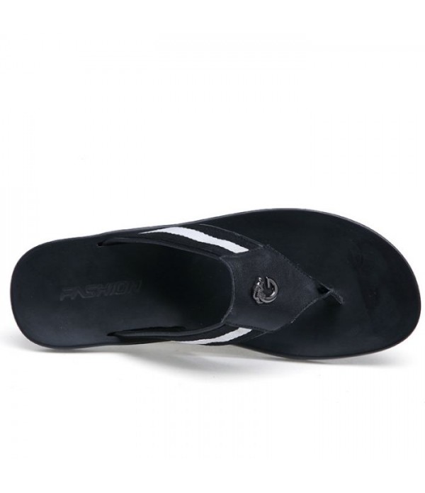 Men's Comfortable Leather Flip Flops Beach Sandals