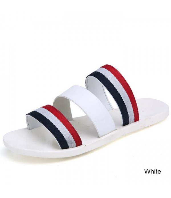 Men's Triple Strap Comfort Leather Slide Sandals