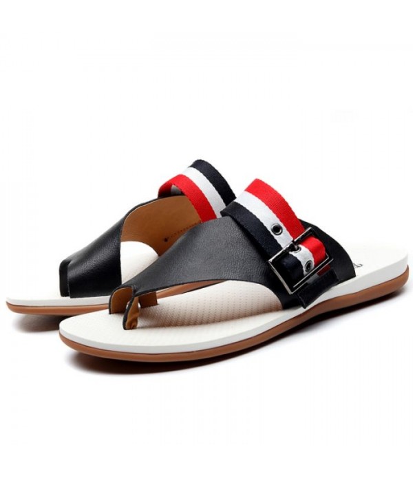 Men's Comfort Leather Flip Flops Beach Sandal...