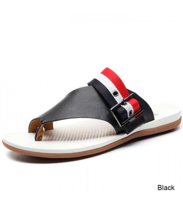 Men's Comfort Leather Flip Flops Beach Sandals