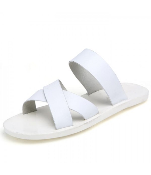 Men's Comfortable Leather Slides Beach Sandals