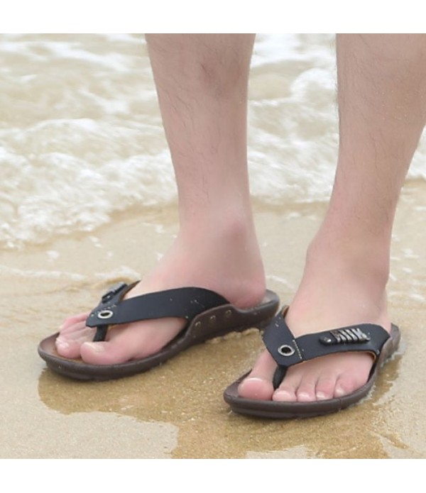 Men's Comfort Leather Beach Flip Flop Sandals