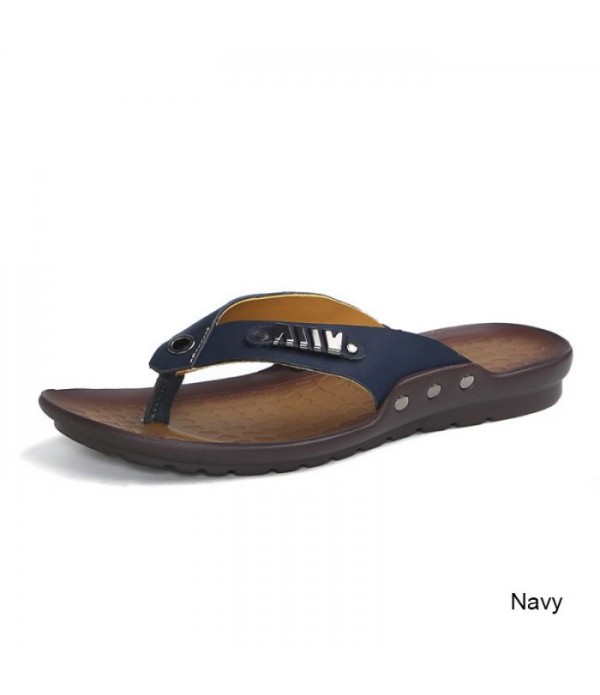 Men's Comfort Leather Beach Flip Flop Sandals