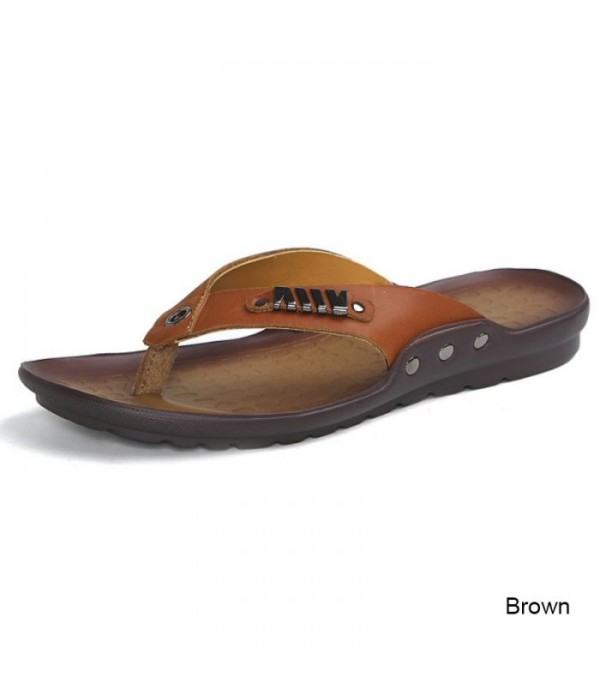 Men's Comfort Leather Beach Flip Flop Sandals