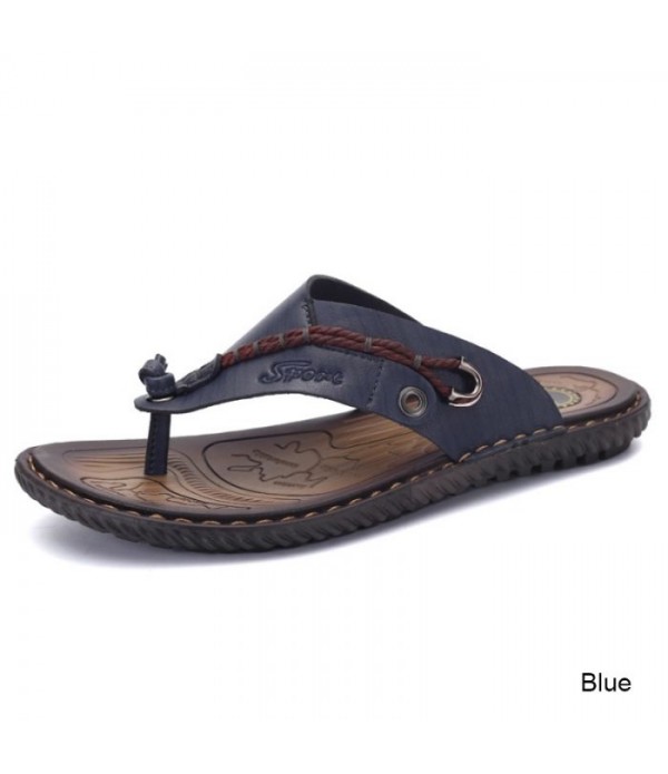 Men's Comfort Leather Flip Flops Thong Sandals