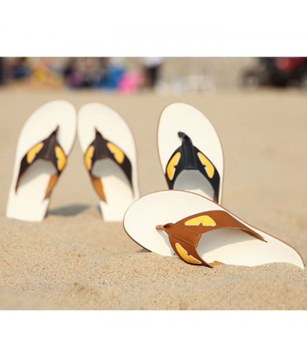 Men's Leather Flip Flops Summer Beach Slippers