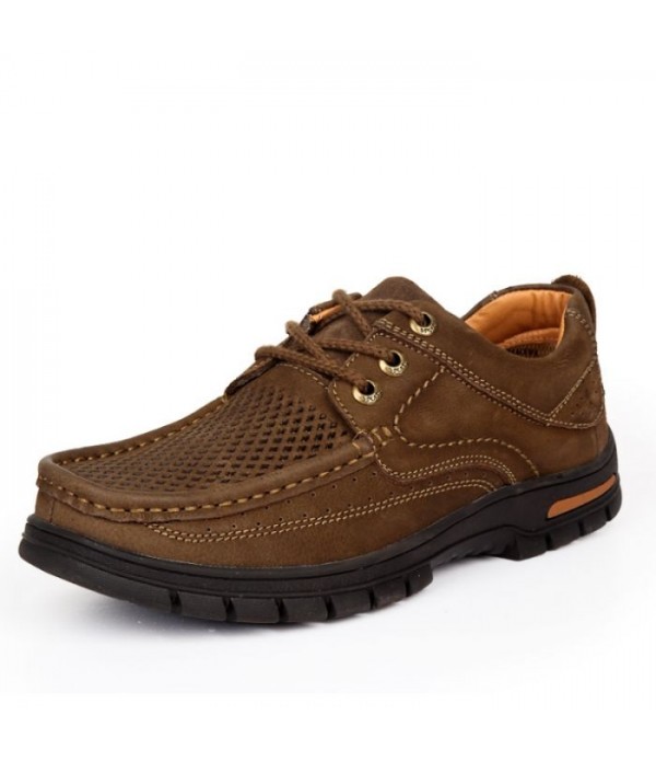 Men's Hollow Out Breathable Casual Leather Shoes