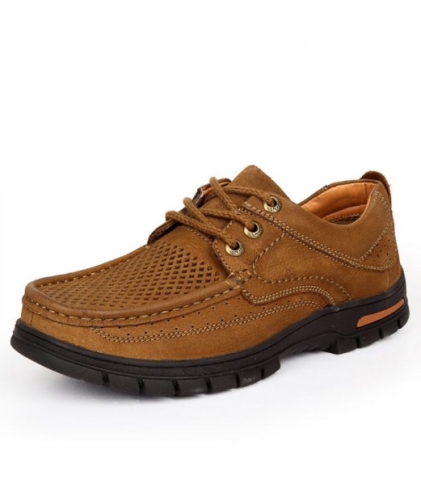 Men's Hollow Out Breathable Casual Leather Shoes