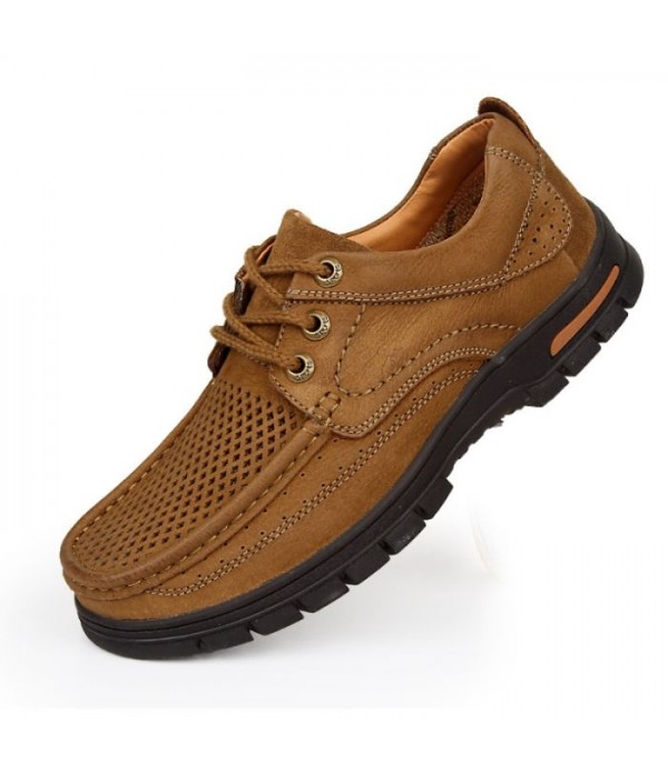 Men's Hollow Out Breathable Casual Leather Shoes