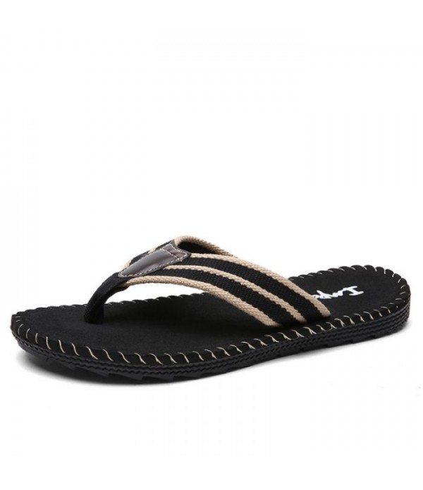 Men's Leather Beach Flip Flops Summer Thong Sandals