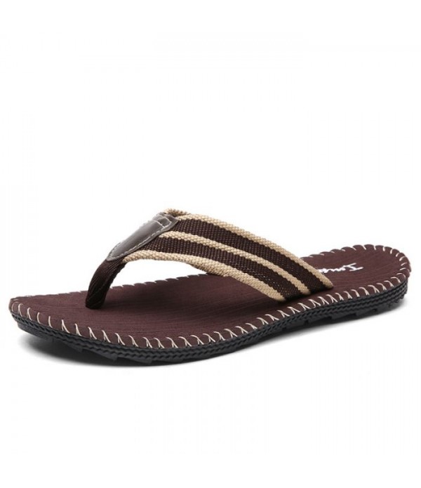 Men's Leather Beach Flip Flops Summer Thong Sandals