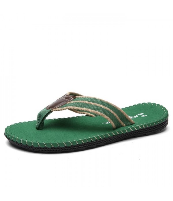 Men's Leather Beach Flip Flops Summer Thong Sandals