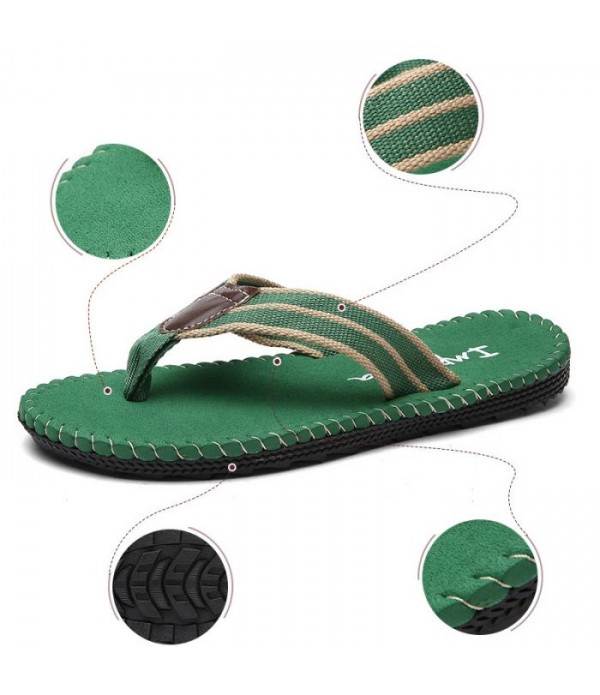 Men's Leather Beach Flip Flops Summer Thong Sandals