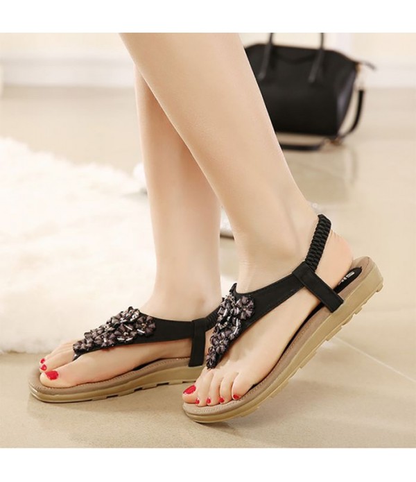 Women Mounted Bead Decorative Flower Leisure Sandals