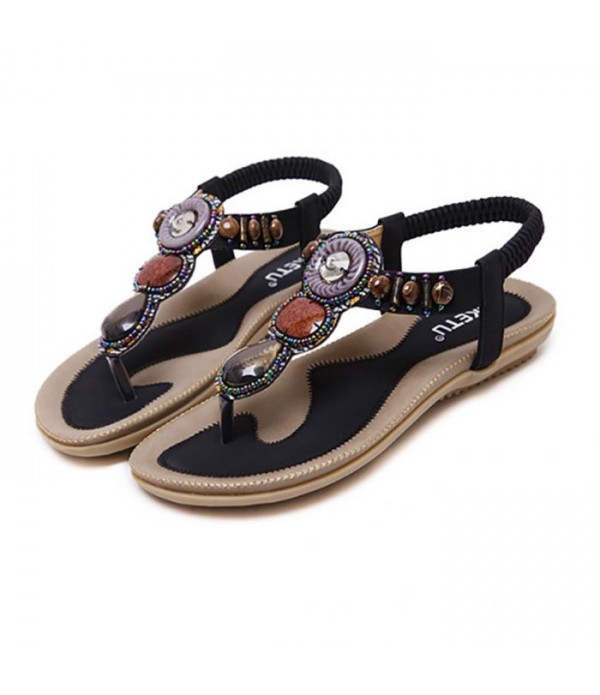 Bohemian Women National Style Round Dial Strap Flat Sole Platform Sandals