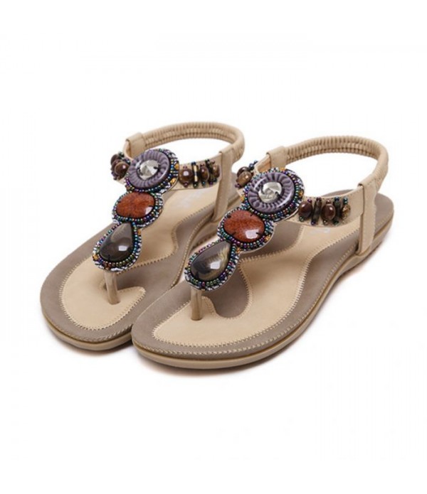 Bohemian Women National Style Round Dial Strap Flat Sole Platform Sandals