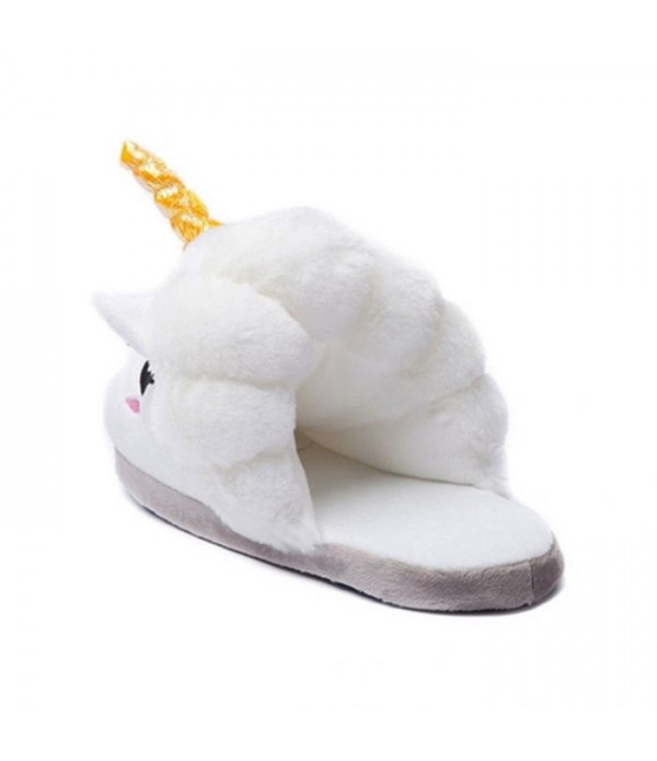 Winter Plush Unicorn Slipper One Size for Women - White